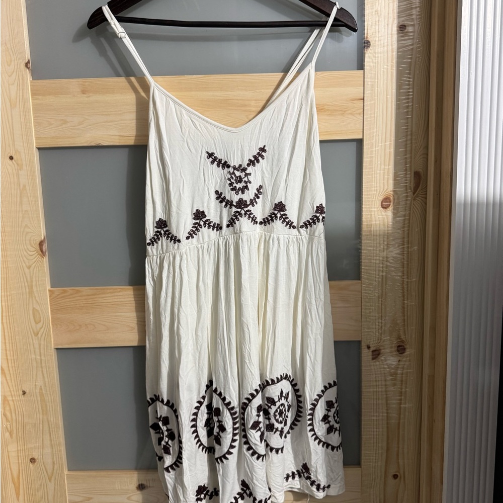 POL Cream and Embroidered Mini Dress